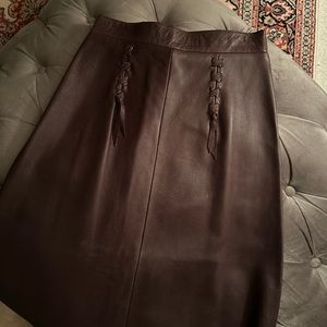 Leather Skirt with Fringe